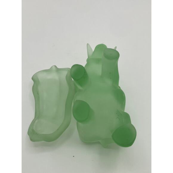 Vintage Green Frosted Glass Elephant Trinket Box with Lid Art Deco - Picture 5 of 5